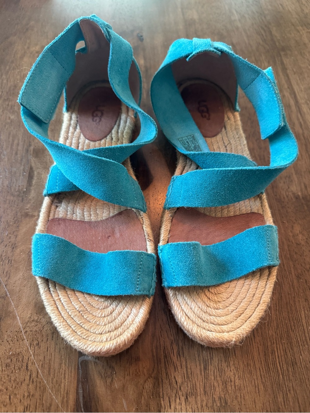 Ugg Teal Blue Mila Suede Espadrille Sandals Women